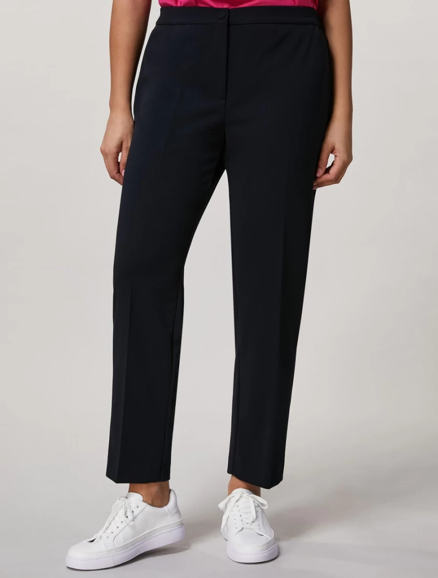 Marina Rinaldi Women's Slim-Fit Scuba Crepe Trousers in Dark Navy