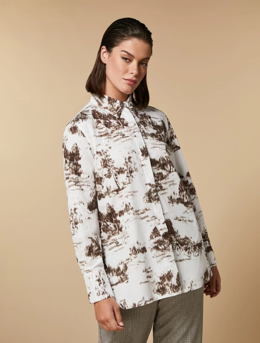 Marina Rinaldi Women's White Printed Poplin Shirt