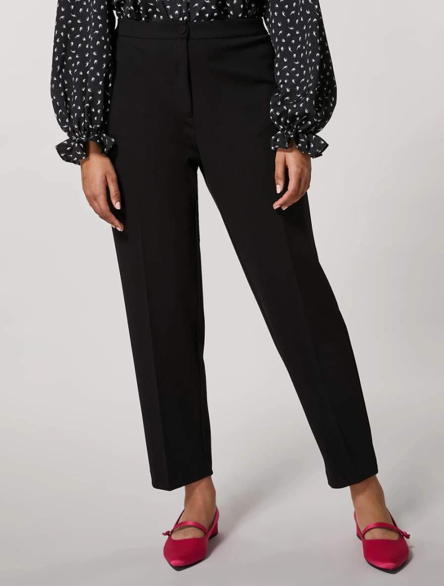 "Marina Rinaldi Women's Black Slim-Fit Scuba Crepe Trousers"