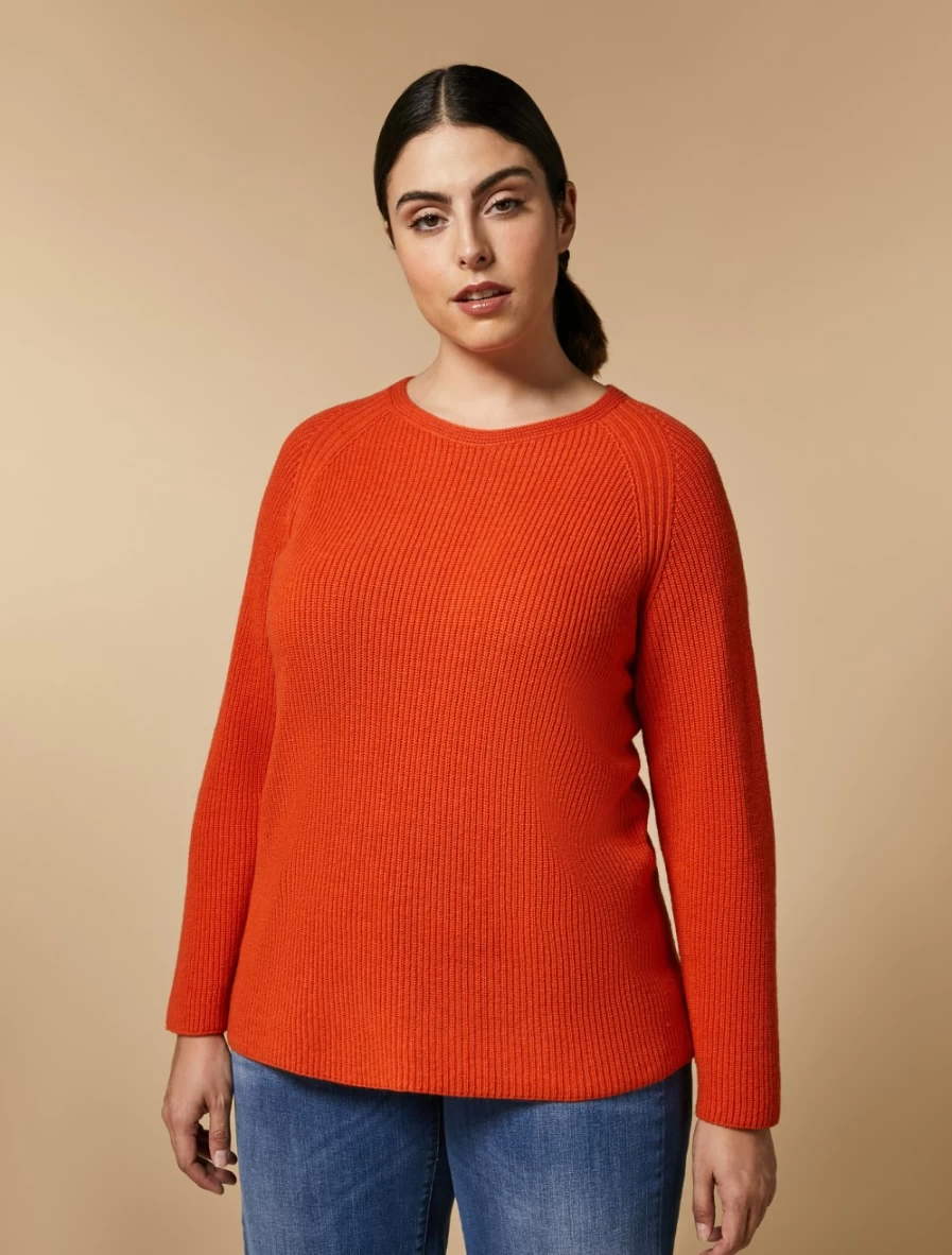Marina Rinaldi Women's Rust Cashmere-Blend Sweater | Soft Luxurious Knitwear