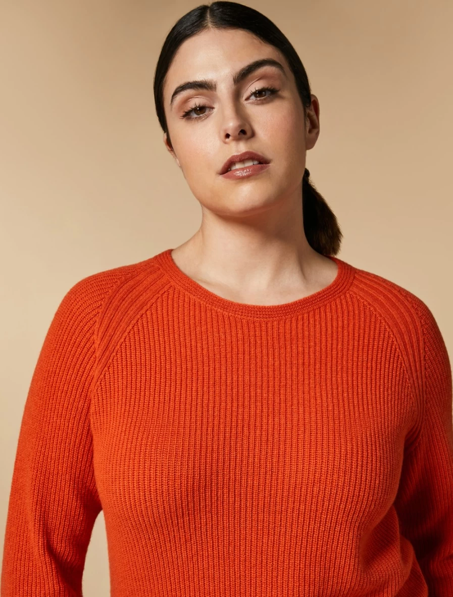 Marina Rinaldi Women's Rust Cashmere-Blend Sweater | Soft Luxurious Knitwear