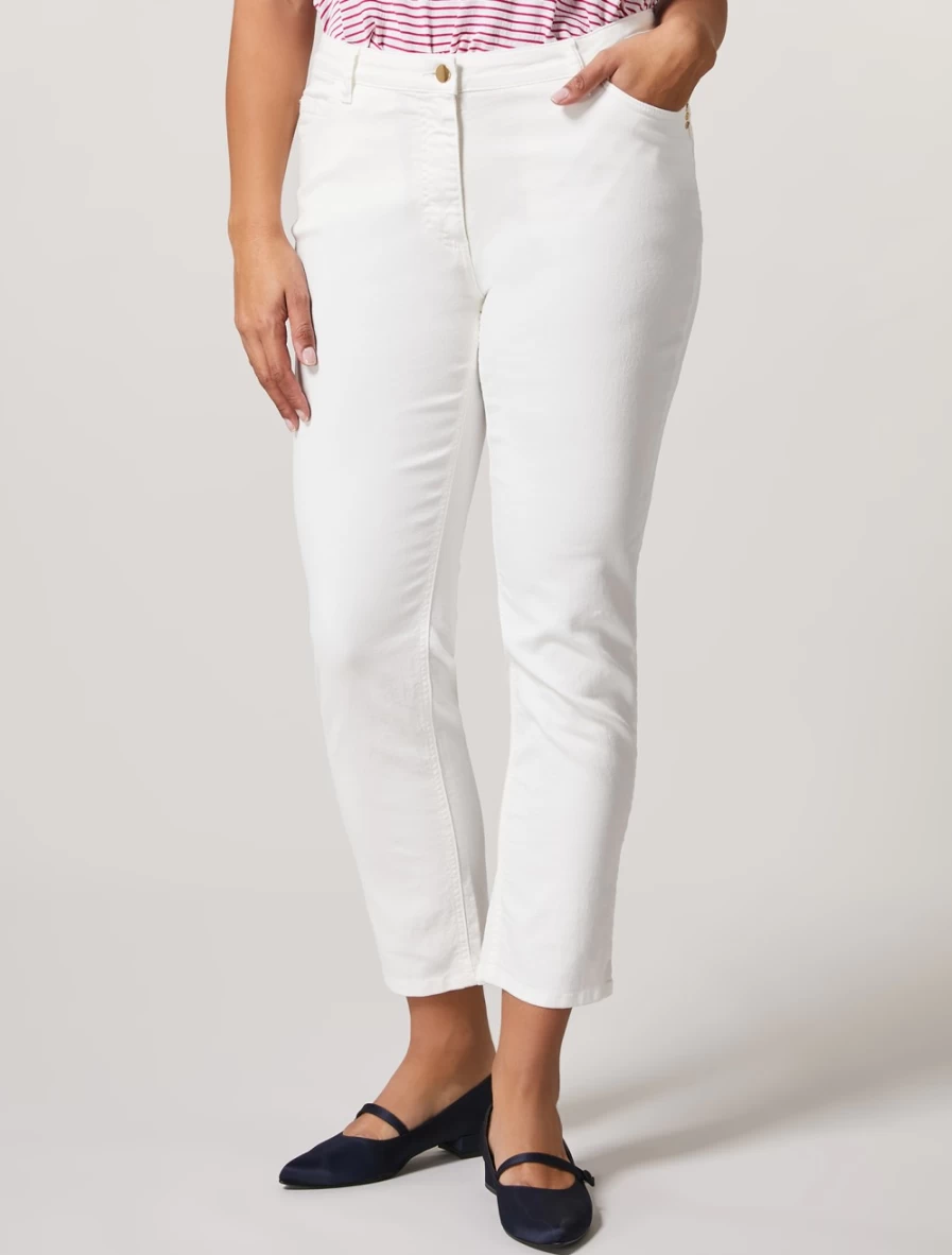 Marina Rinaldi Women's White Perfect-Fit Cotton Trousers