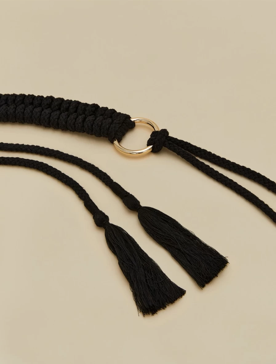 Marina Rinaldi Women's Black Woven-Detail Belt