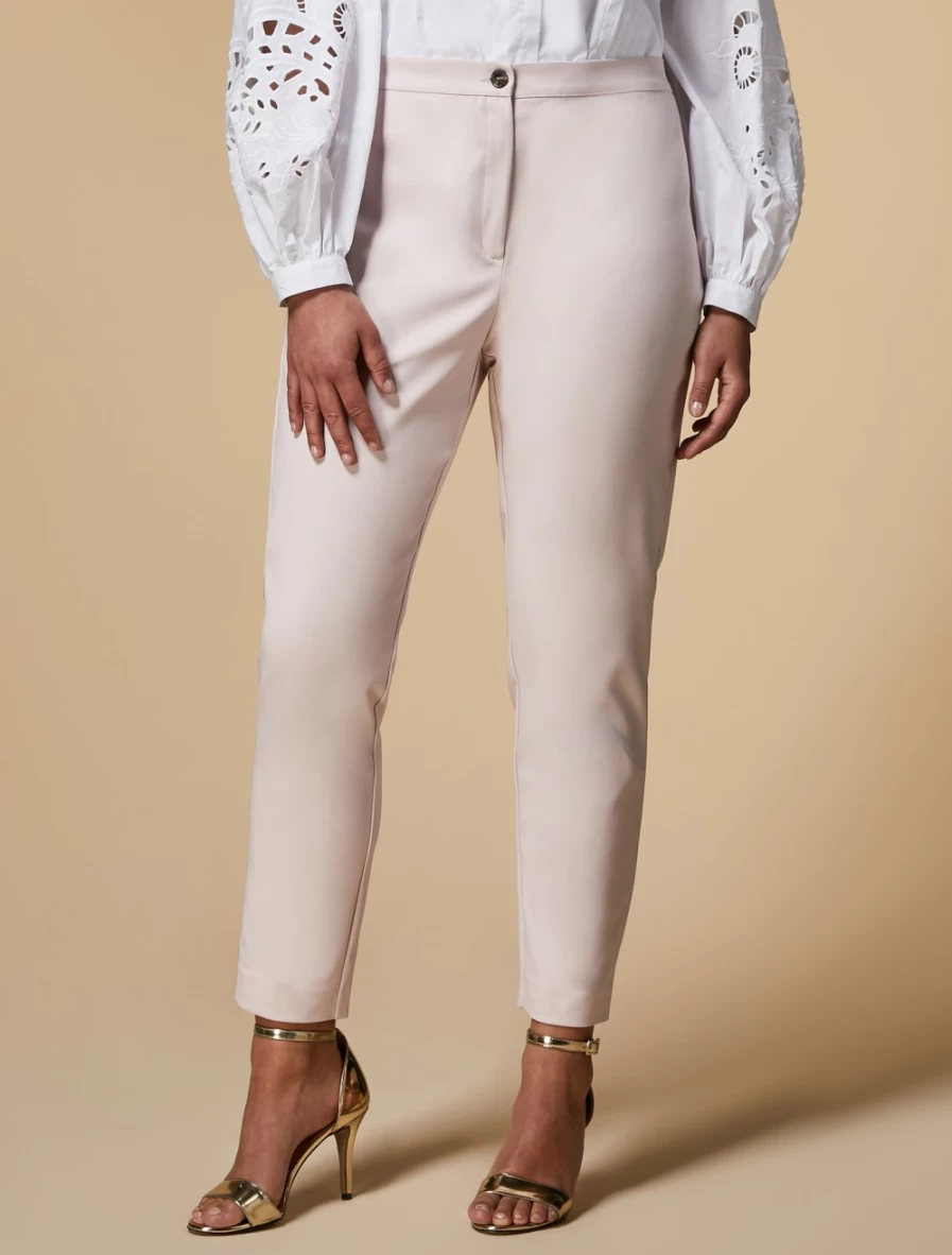 Marina Rinaldi Women's Pink Stretch Cotton Slim Fit Trousers