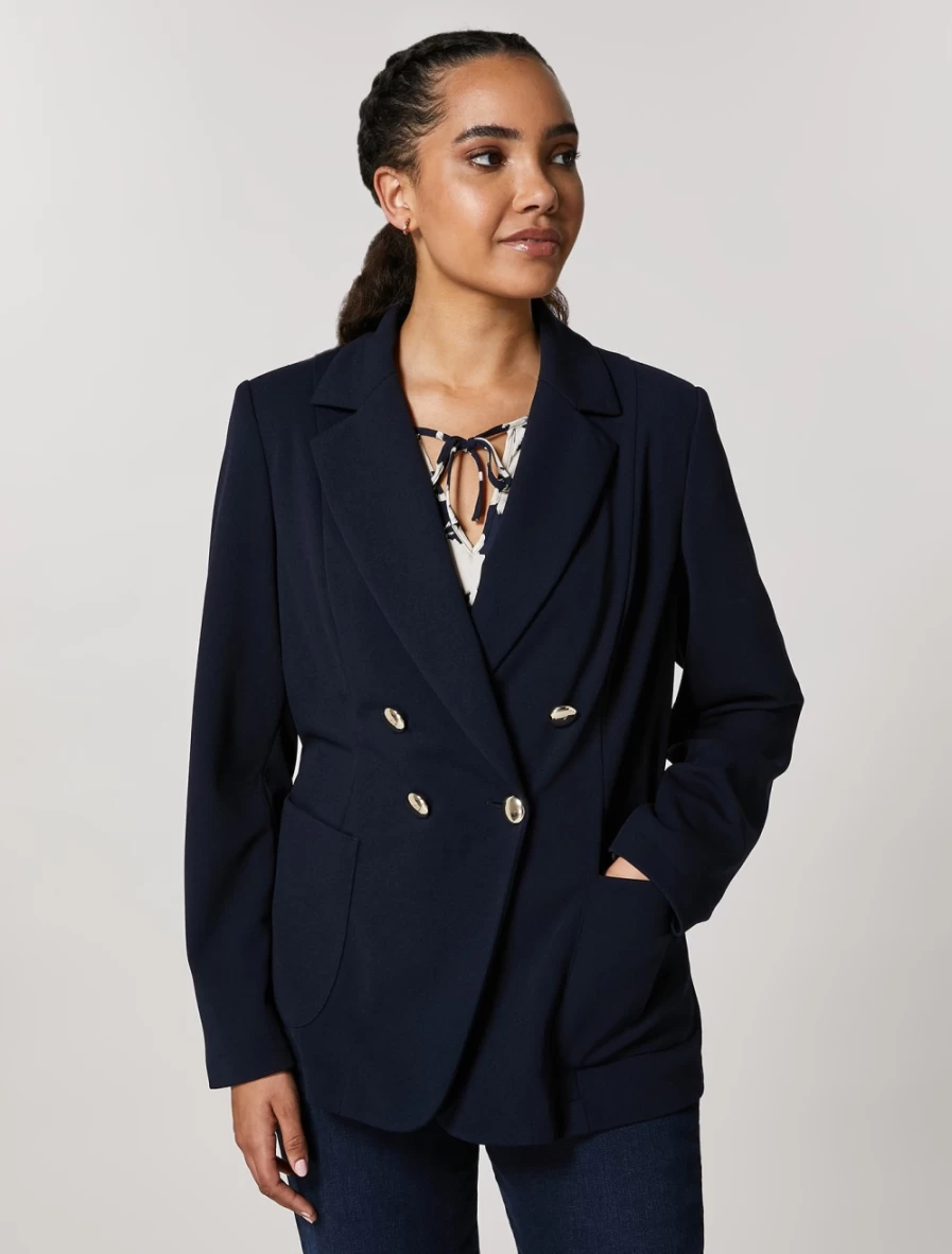 Marina Rinaldi Women's Dark Navy Scuba Crepe Blazer Jacket