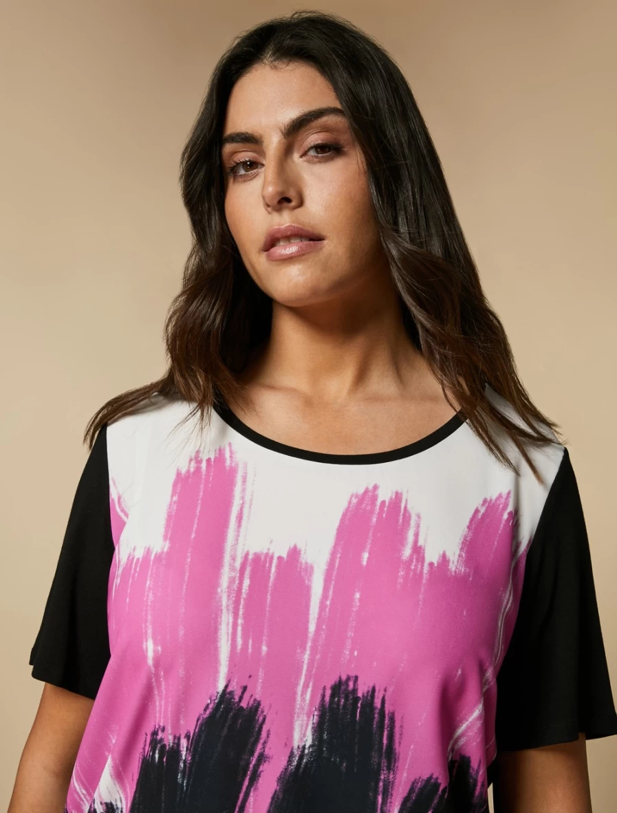 Marina Rinaldi Women's Black Embellished Print Jersey T-Shirt