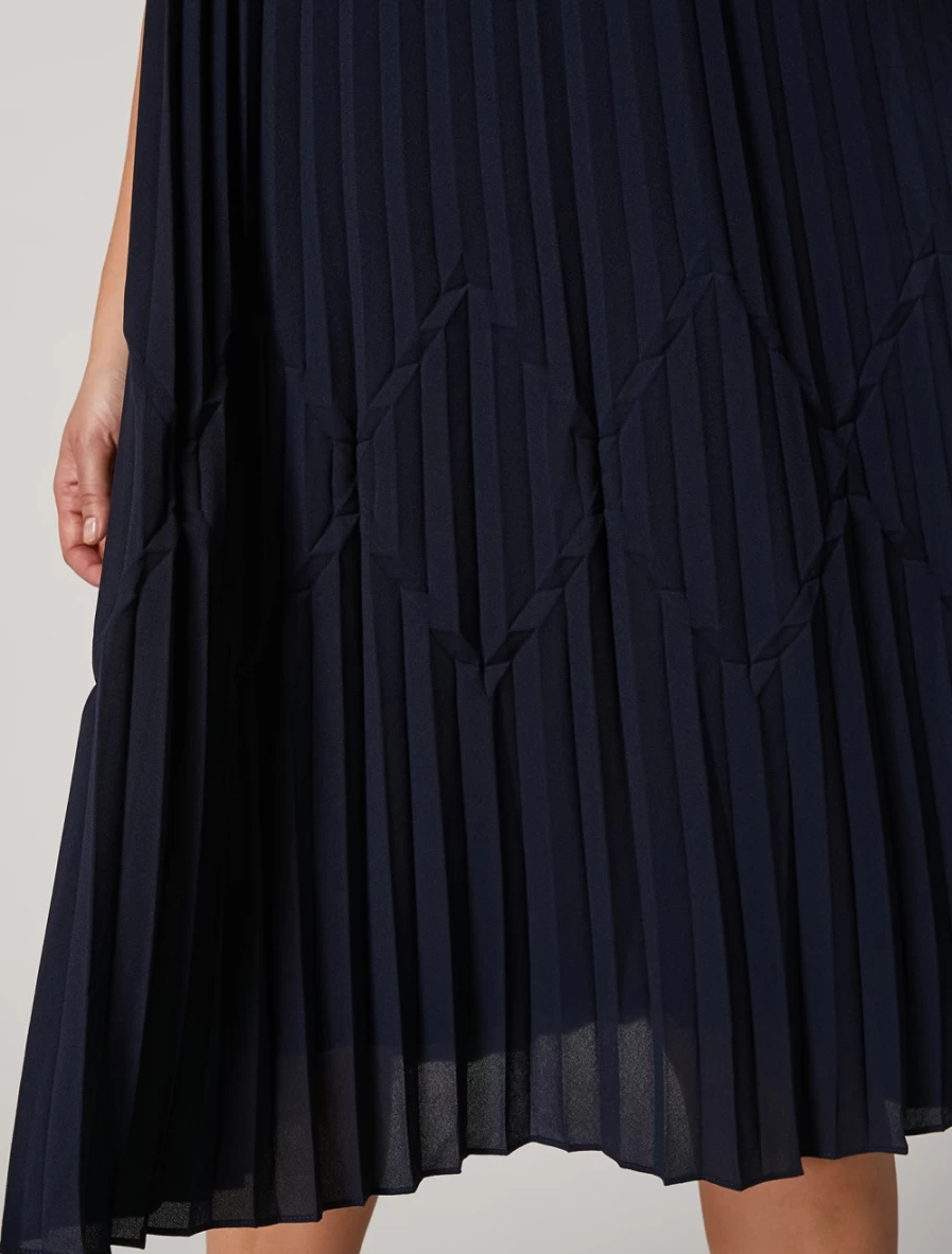 Marina Rinaldi Women's Dark Navy Fluid Crepe Dress – Elegant Flowy Style