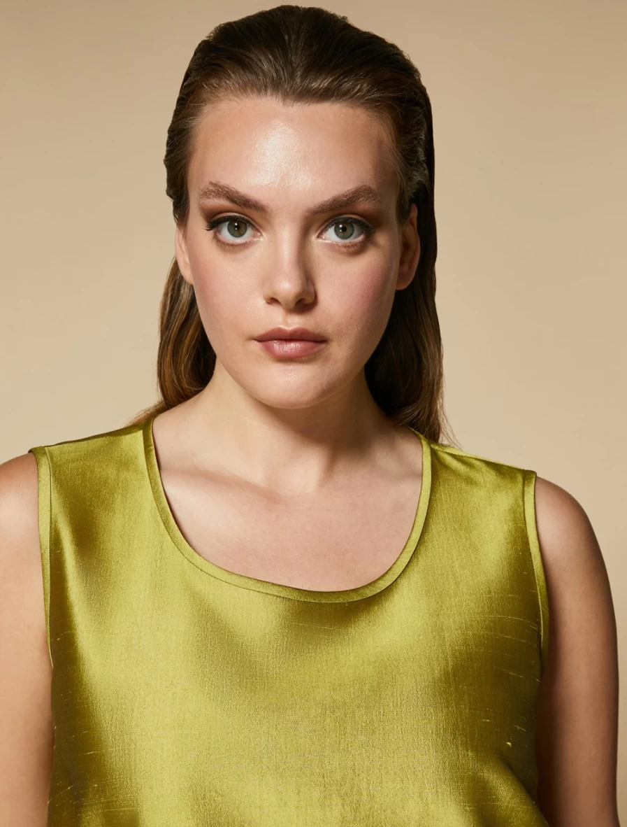 Marina Rinaldi Women's Yellow Shantung Silk Vest Top