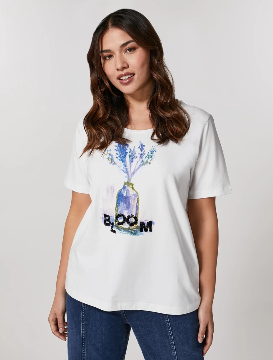 Marina Rinaldi Women's White Stretch Cotton T-Shirt - Soft Comfort Fit Tee
