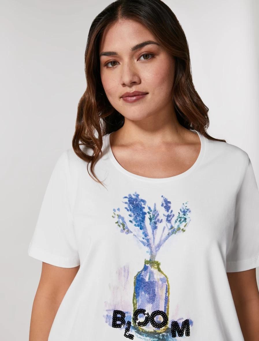 Marina Rinaldi Women's White Stretch Cotton T-Shirt - Soft Comfort Fit Tee