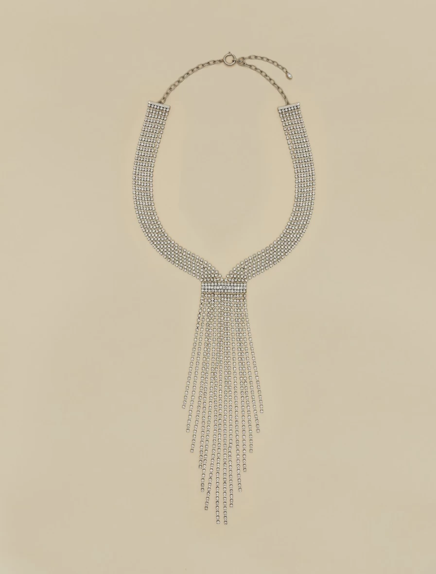 Marina Rinaldi Women's White Rhinestone Chain Necklace - Elegant Crystal Jewelry