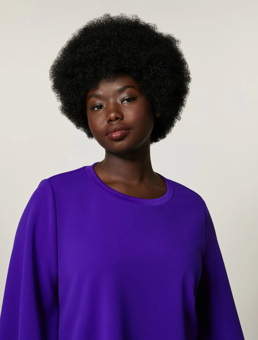 Marina Rinaldi Women's Purple Scuba Jersey Crepe Sweatshirt - Soft Comfortable Long Sleeve Top
