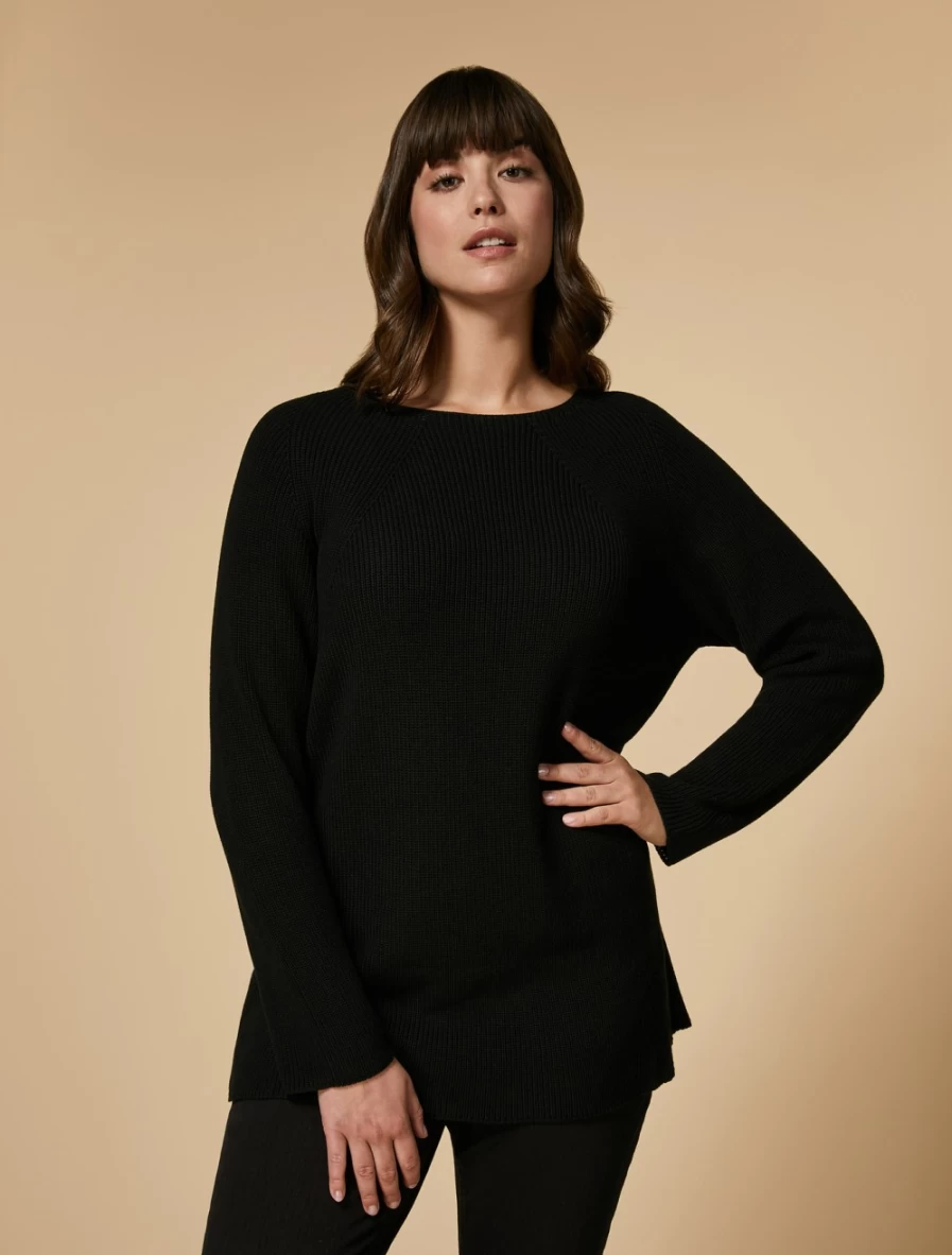 "Marina Rinaldi Women's Black Cotton Sweater"