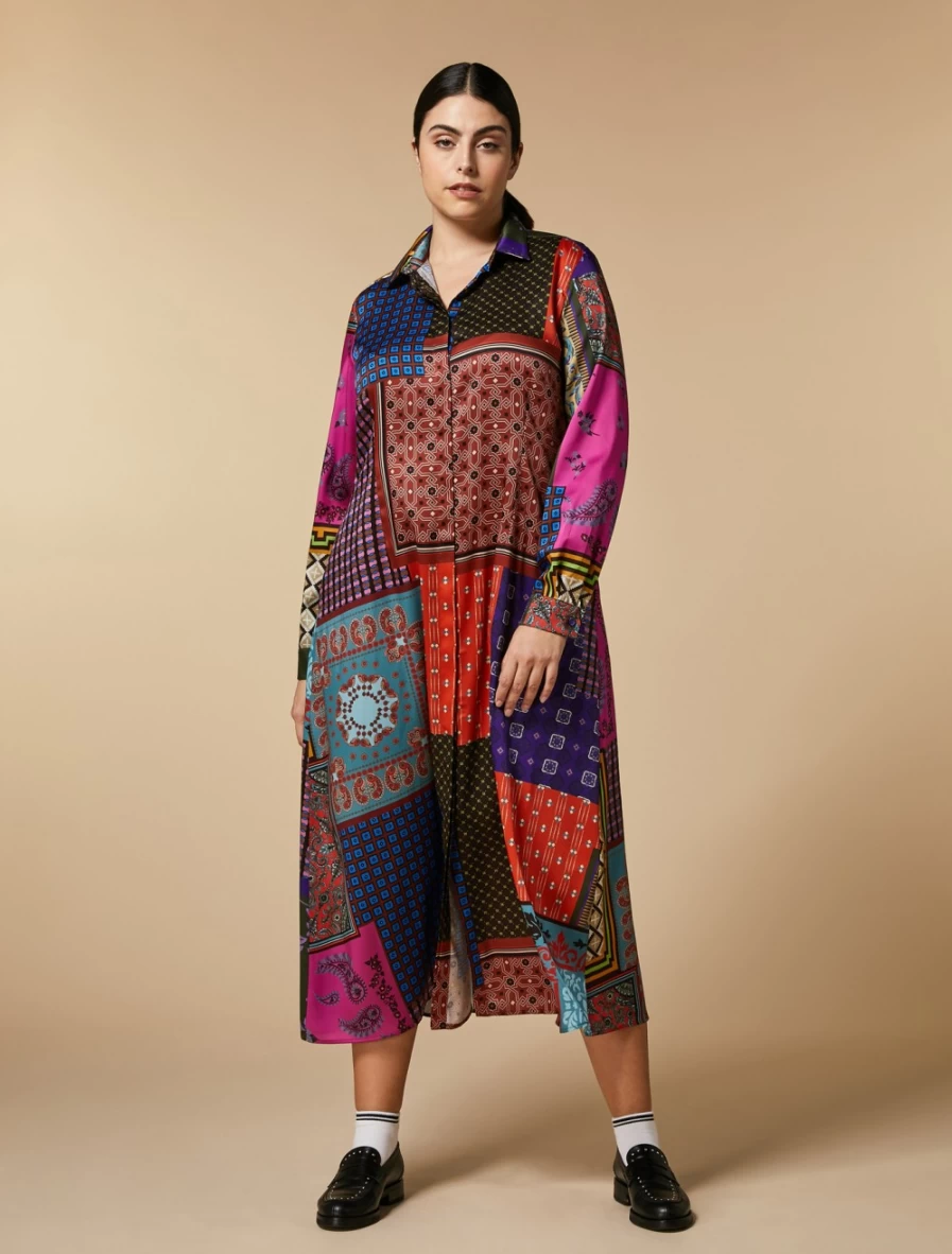 Marina Rinaldi Women's Purple Printed Twill Shirt Dress