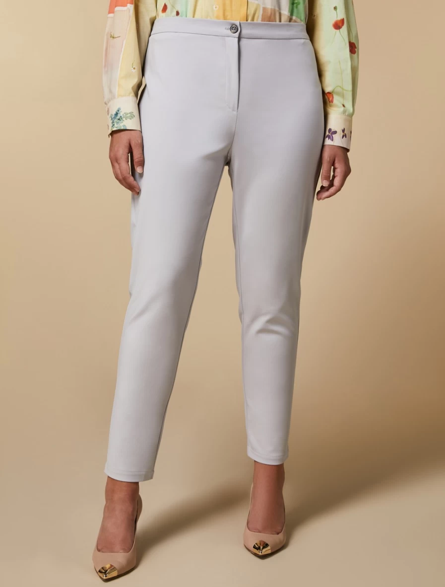 Marina Rinaldi Women's Light Grey Cotton-Blend Trousers