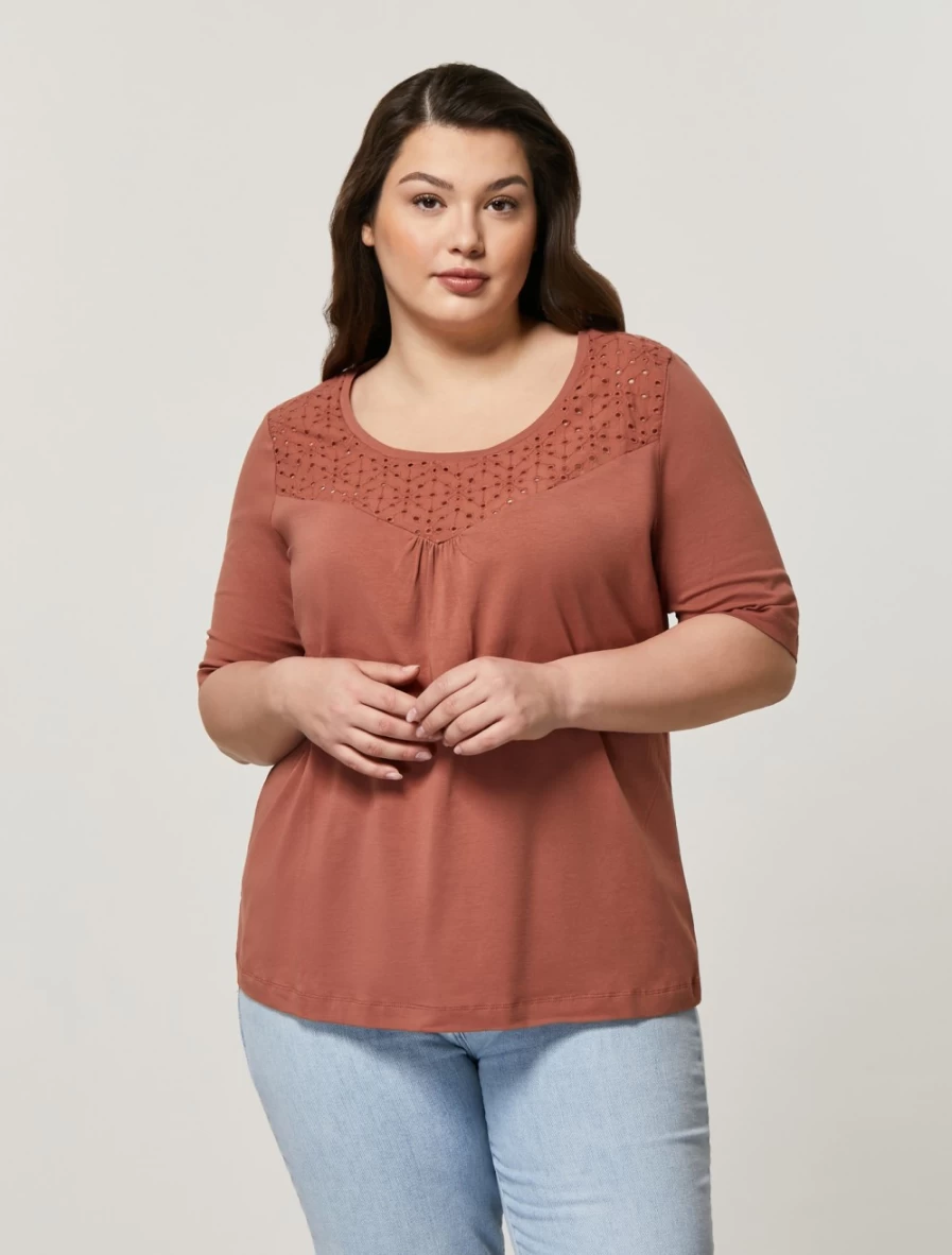 Marina Rinaldi Women's Rust St. Gallen And Jersey T-Shirt