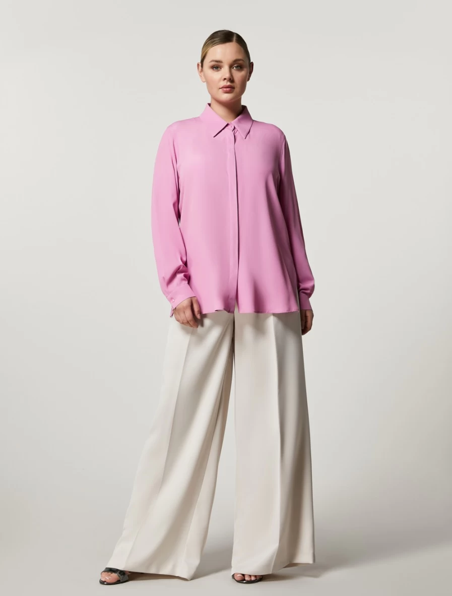 Marina Rinaldi Women's Dark Beige Crepe Envers Satin Trousers for Elegant Comfort