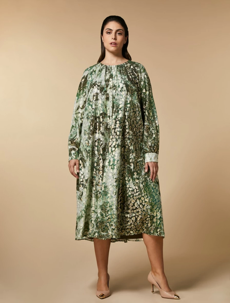 Marina Rinaldi Women's Olive Green Silk Fil Coup Dress