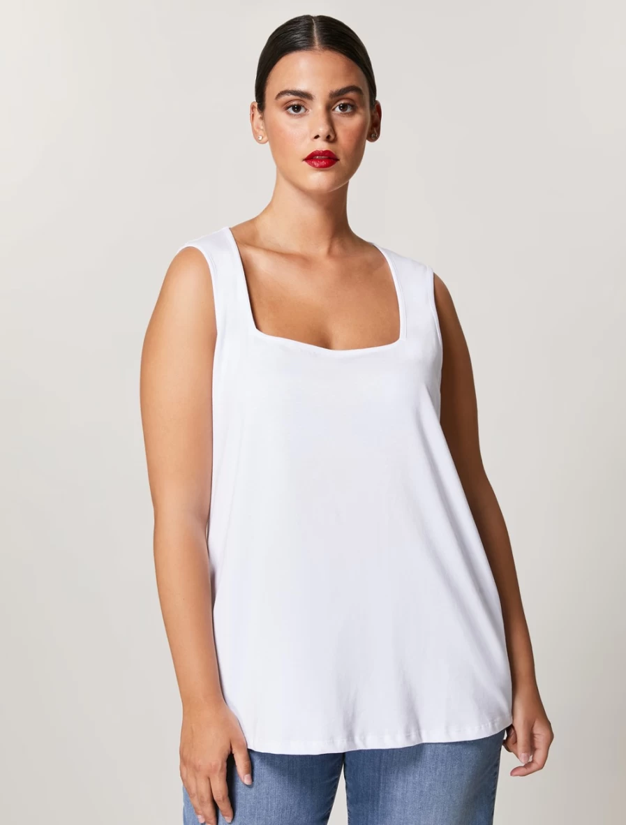 "Marina Rinaldi Women's White Cotton Jersey Top"