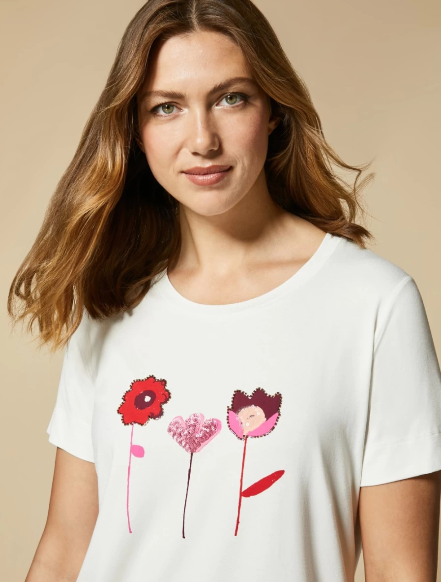 "Marina Rinaldi Women's White Jersey T-Shirt – Soft Cotton Classic Fit Top"