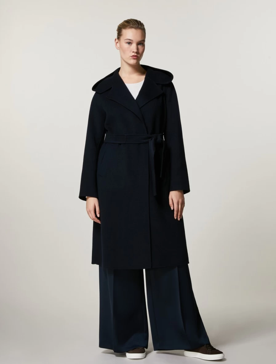 Marina Rinaldi Women's Dark Navy Double-Faced Wool-Blend Coat