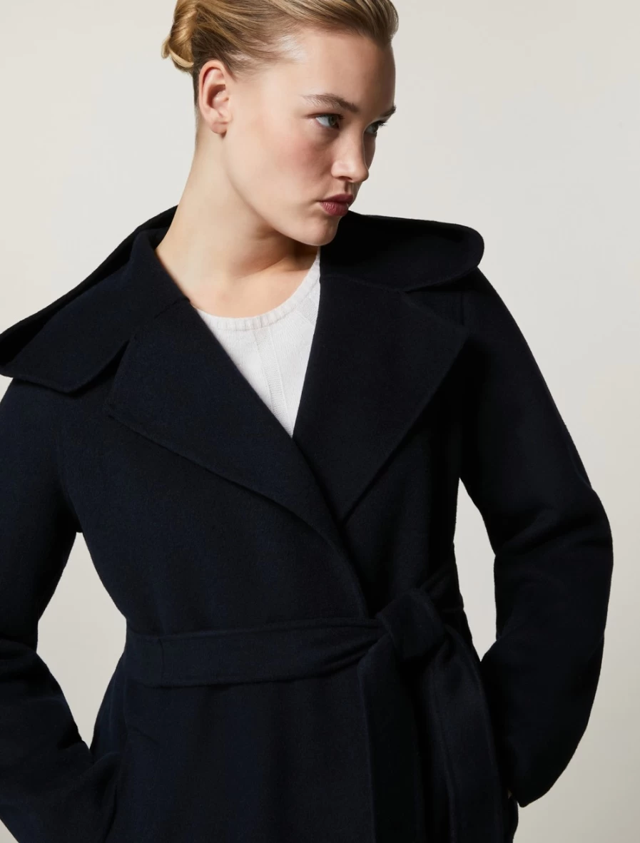 Marina Rinaldi Women's Dark Navy Double-Faced Wool-Blend Coat