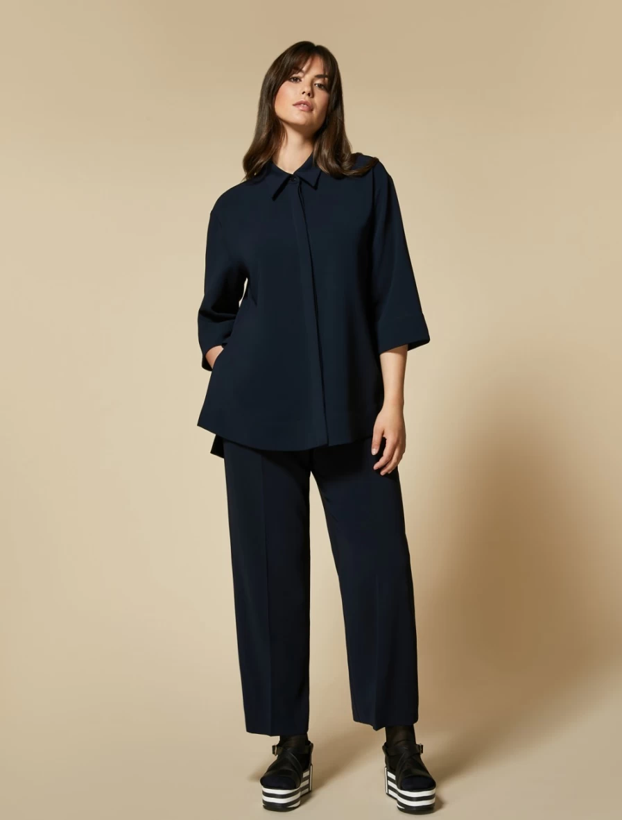 Marina Rinaldi Women's Dark Navy Triacetate Trousers | Comfortable & Stylish Pants
