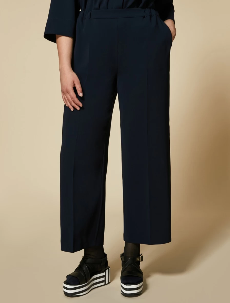 Marina Rinaldi Women's Dark Navy Triacetate Trousers | Comfortable & Stylish Pants
