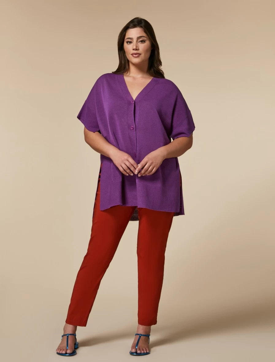 Marina Rinaldi Women's Rust Cotton Poplin Trousers | Classic Comfort & Style