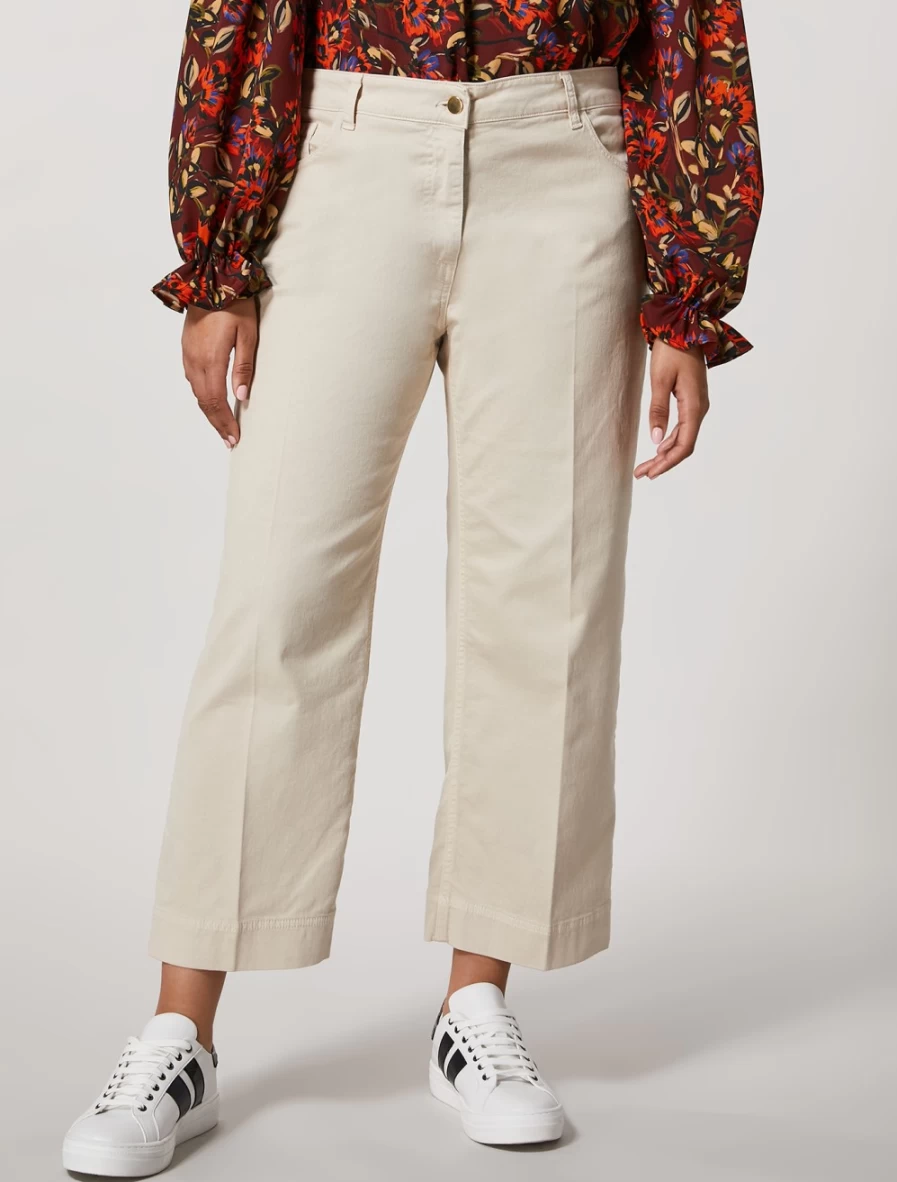 Marina Rinaldi Women's Colonial Cotton Cropped Trousers | High-Waisted Summer Pants