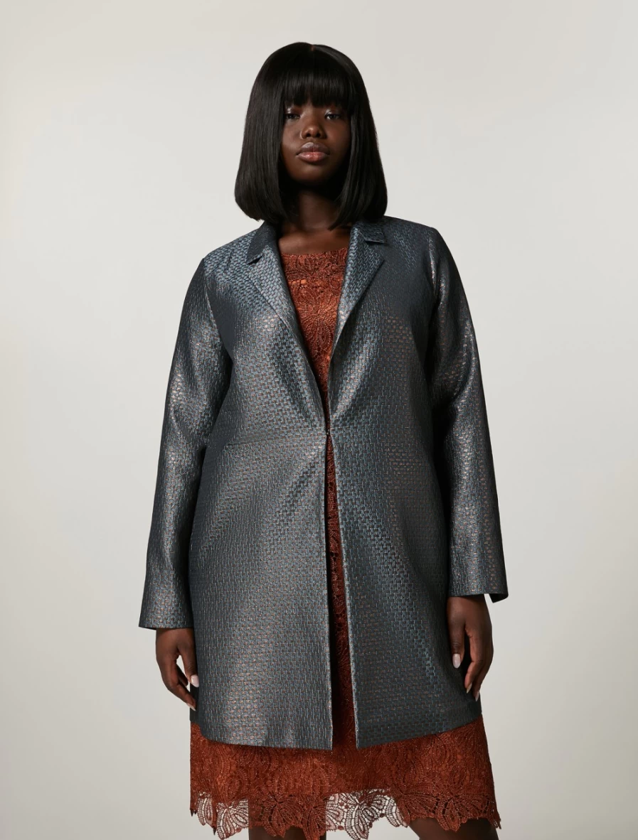 Marina Rinaldi Women's Oil Lurex Jacquard Overcoat Coat
