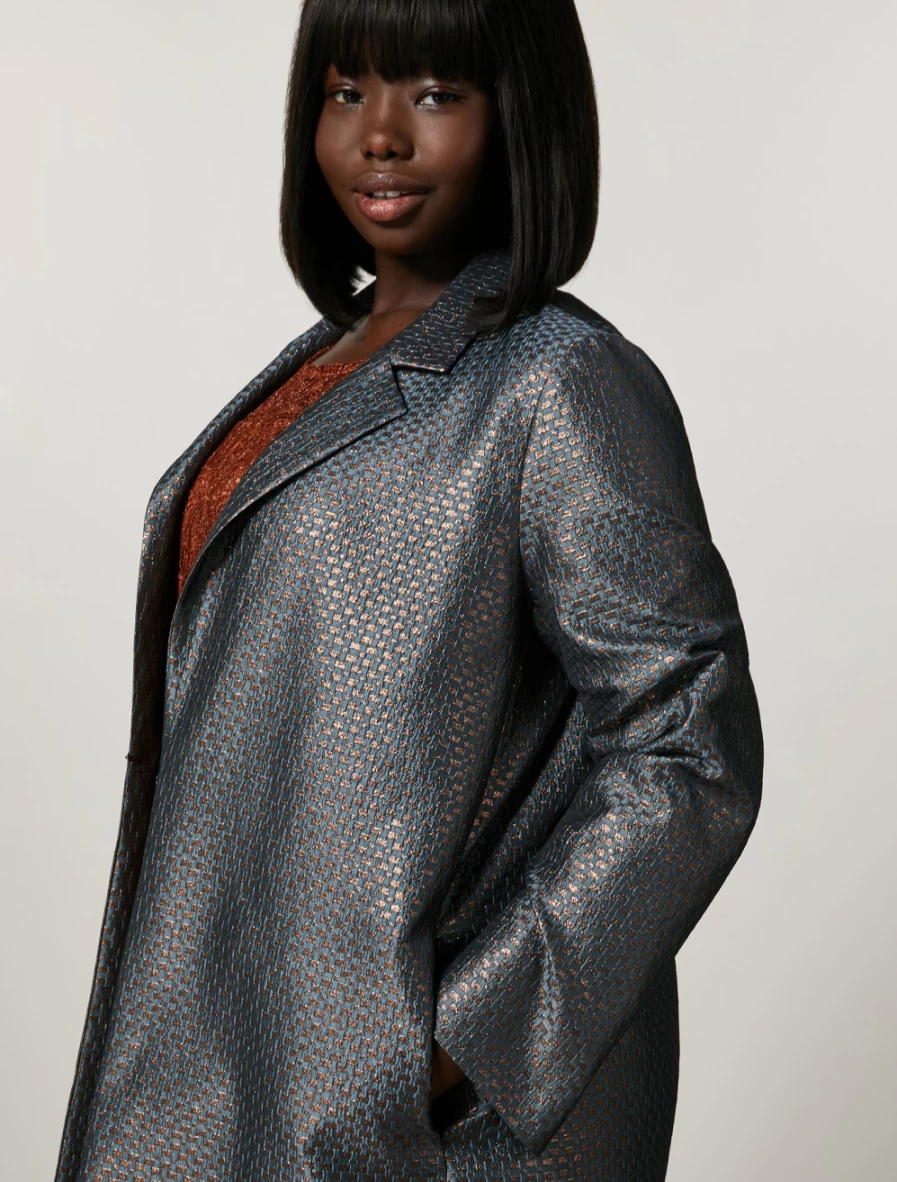 Marina Rinaldi Women's Oil Lurex Jacquard Overcoat Coat