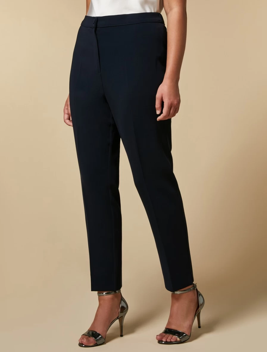 "Marina Rinaldi Women's Slim-Fit Triacetate Trousers in Dark Navy"
