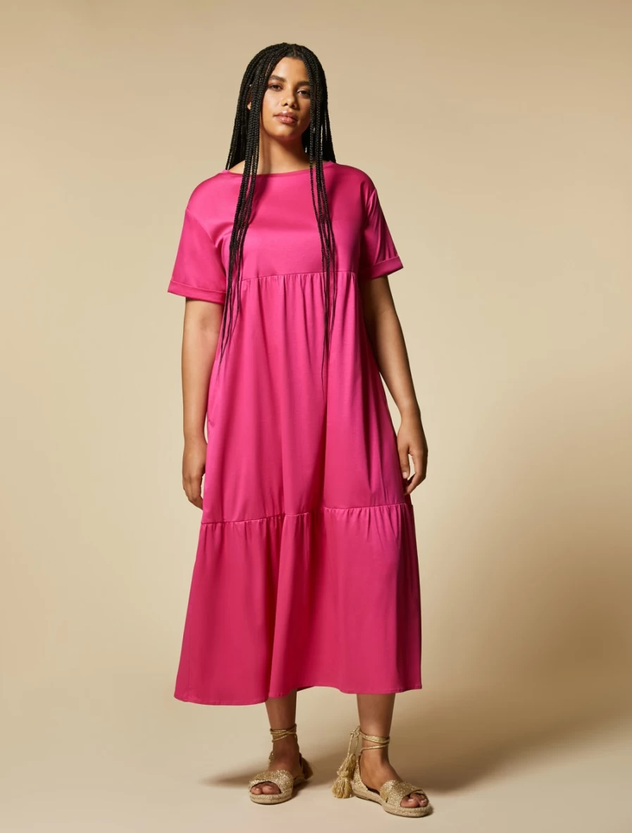 "Marina Rinaldi Women's Fuchsia Cotton Sweater | Soft & Stylish Knit Top"