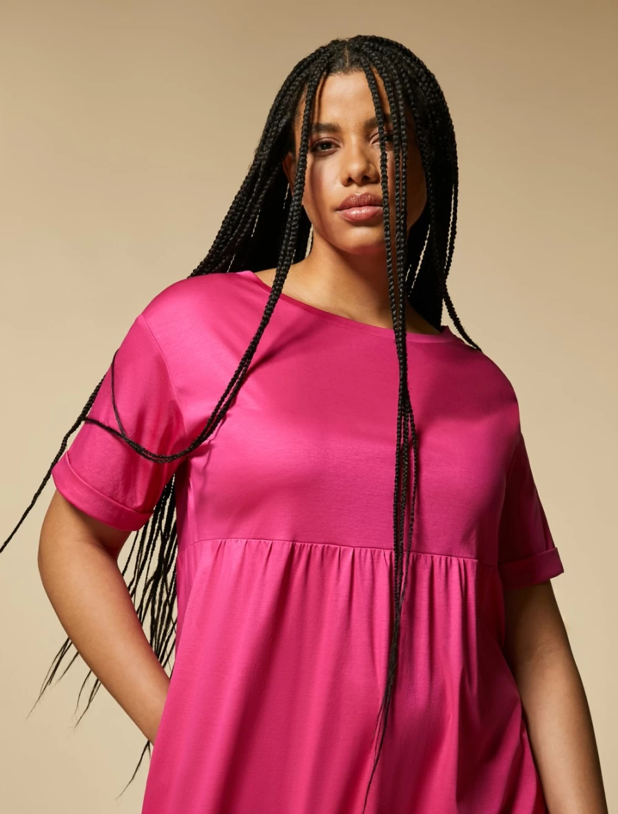 "Marina Rinaldi Women's Fuchsia Cotton Sweater | Soft & Stylish Knit Top"
