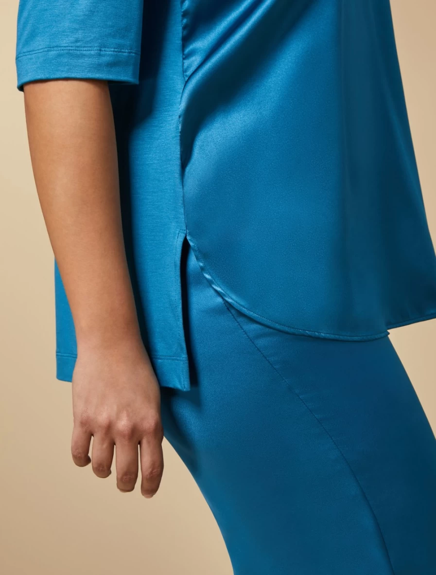 Marina Rinaldi Women's Turquoise Silk & Jersey Blend T-Shirt