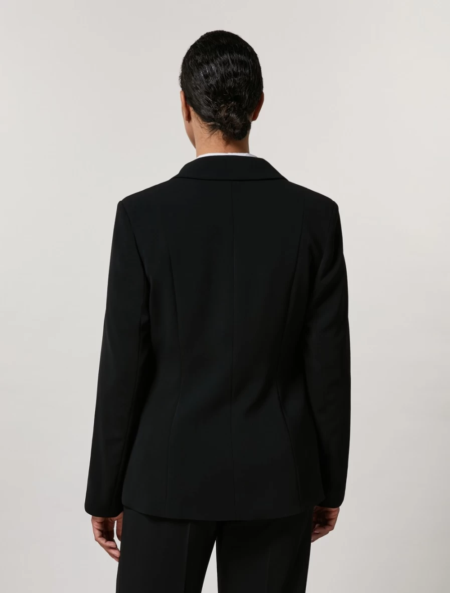 Marina Rinaldi Women's Black Fluid Stretch Fabric Blazer - Elegant Tailored Fit Jacket