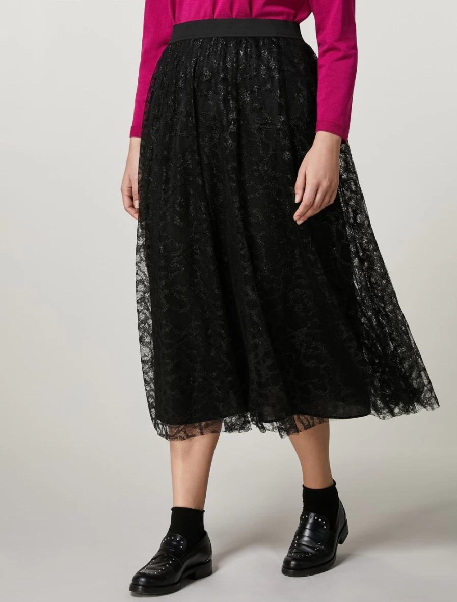 Marina Rinaldi Women's Black Lace Skirt - Elegant Feminine Design