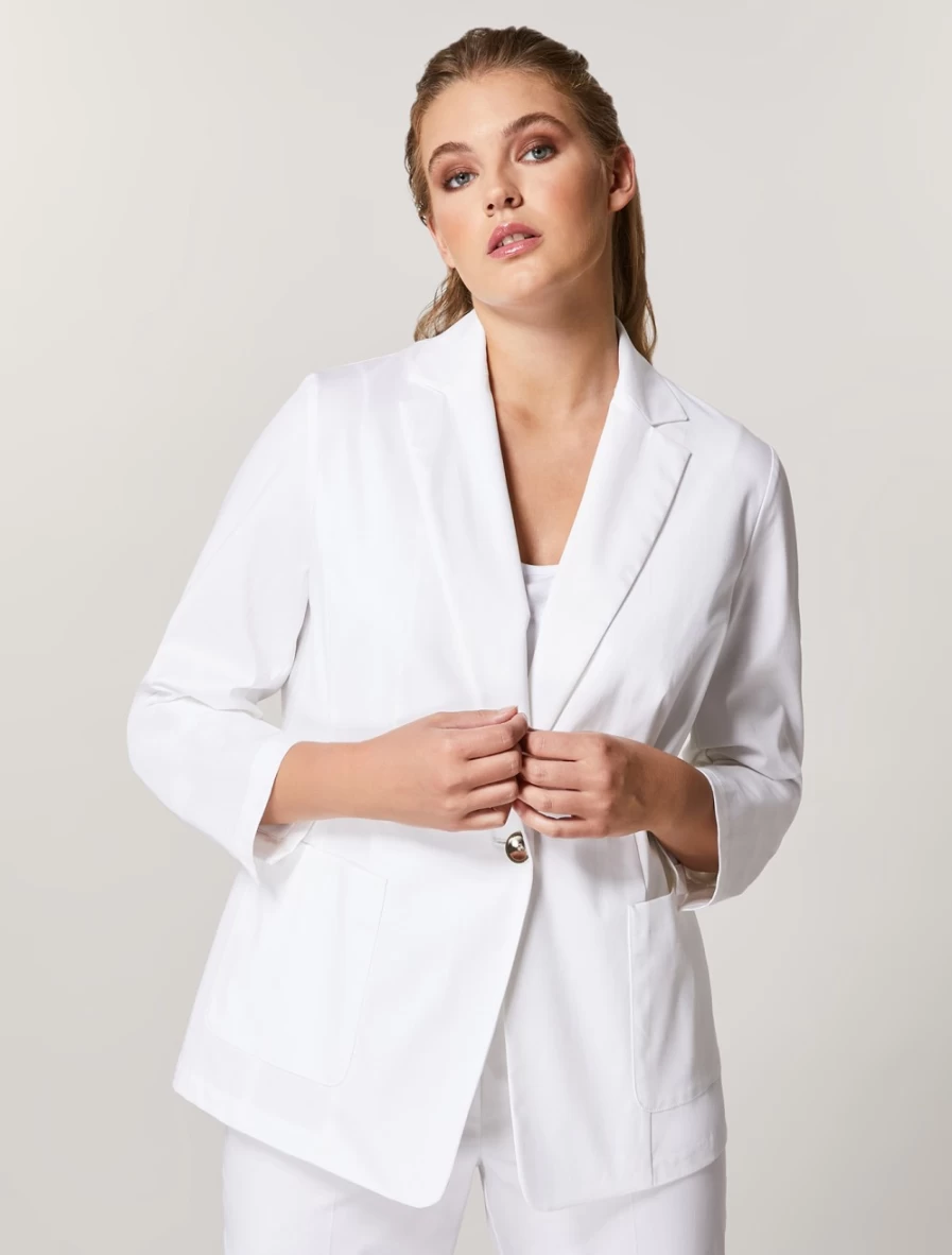 "Marina Rinaldi Women's White Cotton Gabardine Blazer"