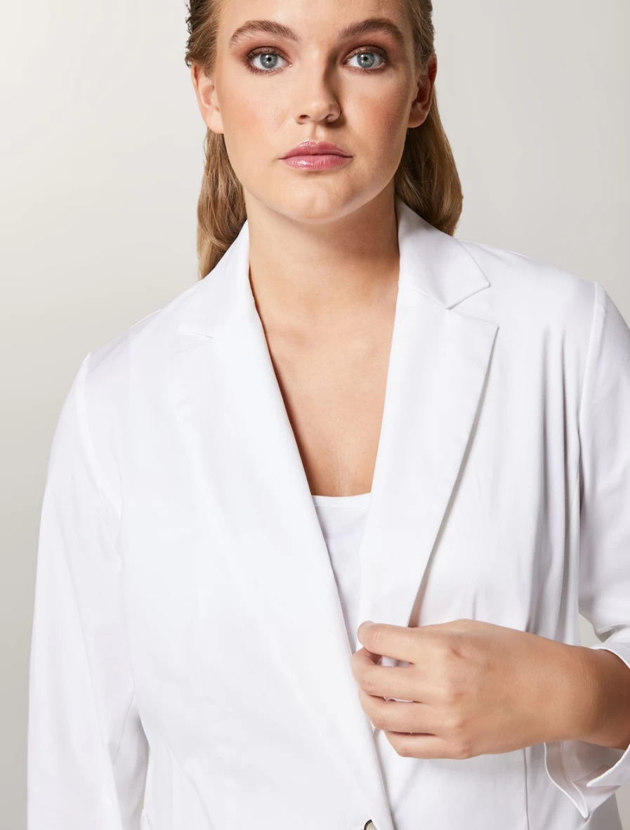 "Marina Rinaldi Women's White Cotton Gabardine Blazer"