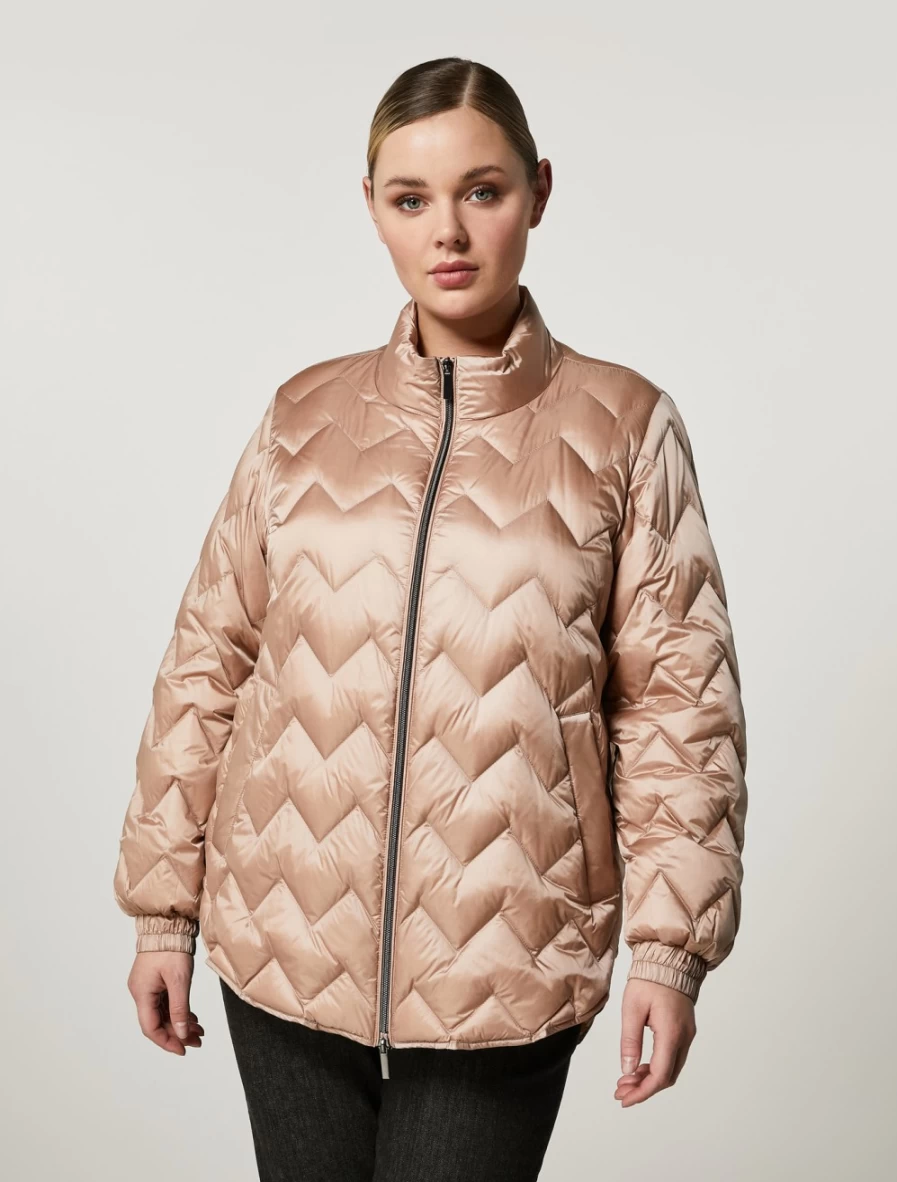 Marina Rinaldi Women's Pink Shining Nylon Down Jacket Lightweight Warm Winter Coat