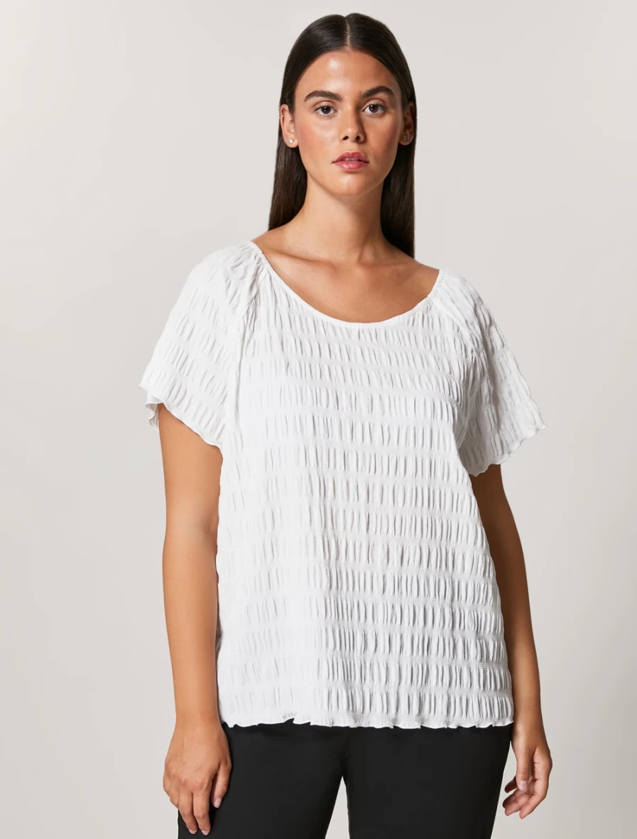 Marina Rinaldi Women's White Micro Gingham Top