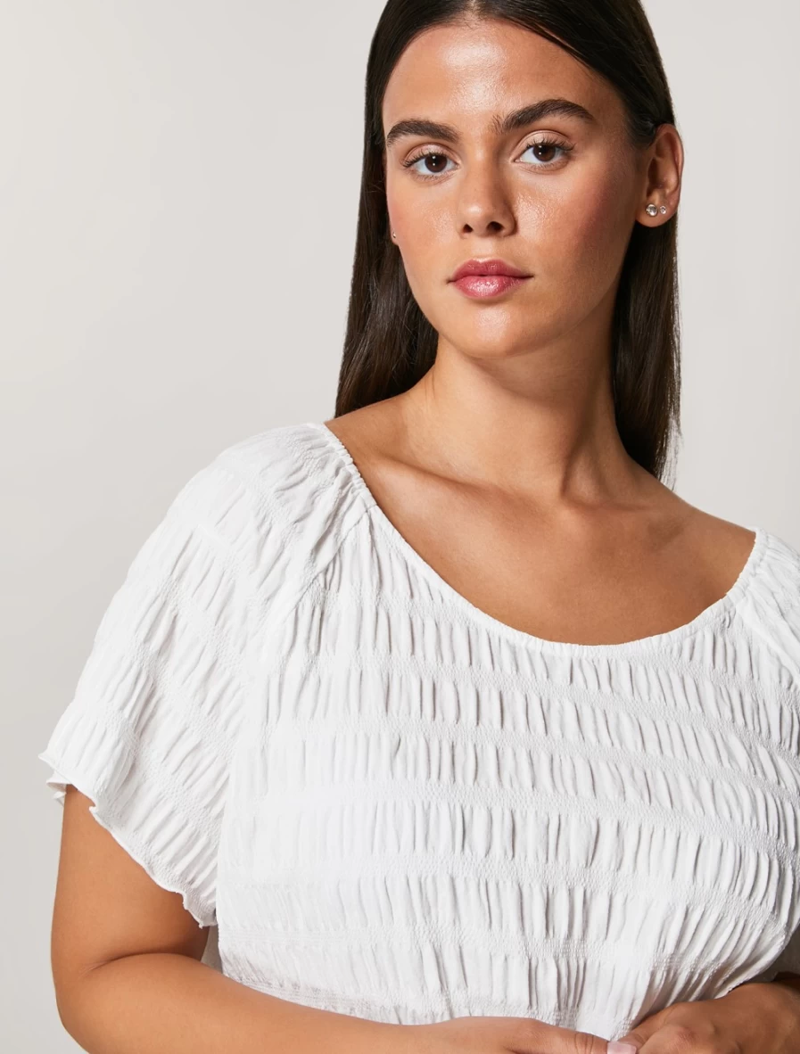 Marina Rinaldi Women's White Micro Gingham Top