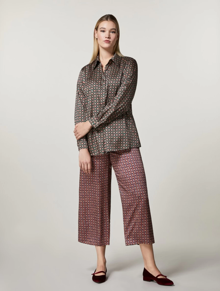 Marina Rinaldi Women's Camel Printed Twill Trousers
