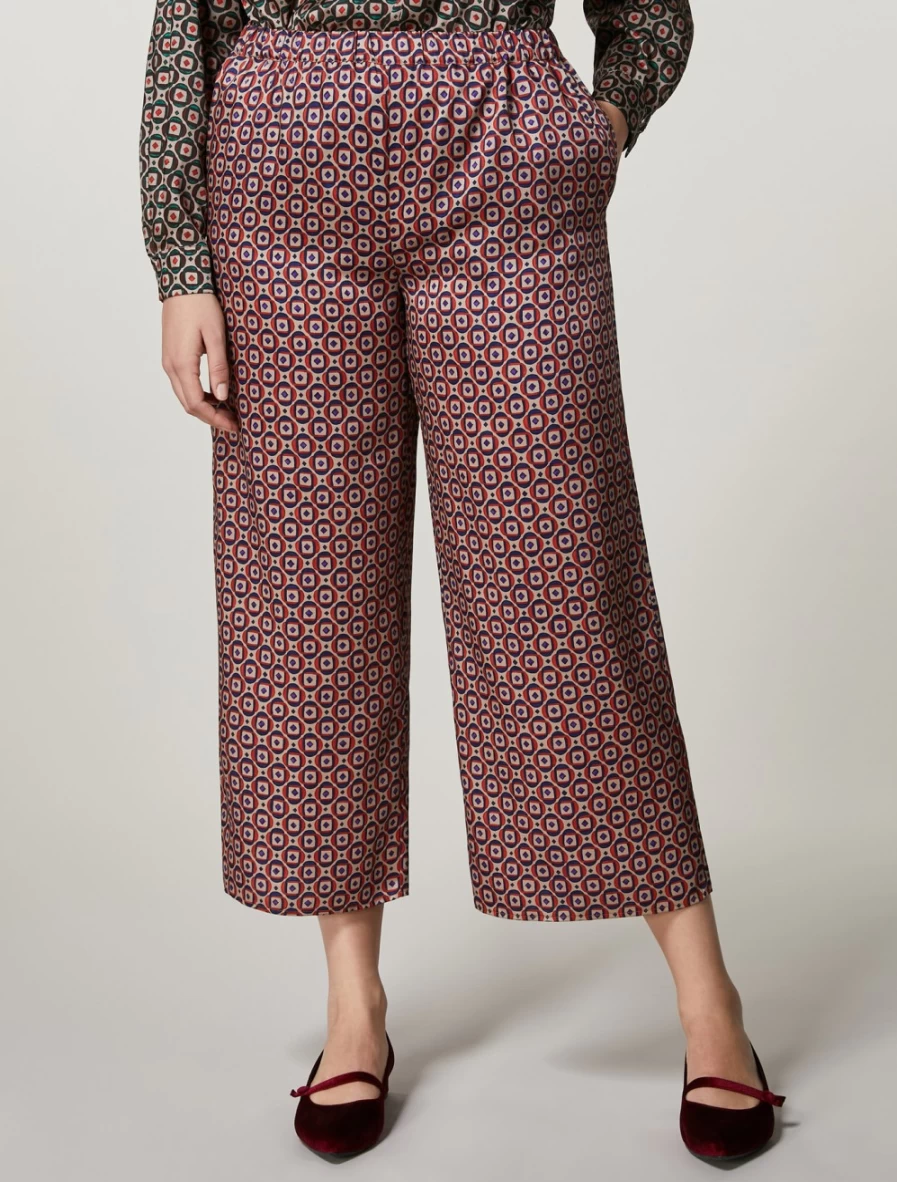 Marina Rinaldi Women's Camel Printed Twill Trousers