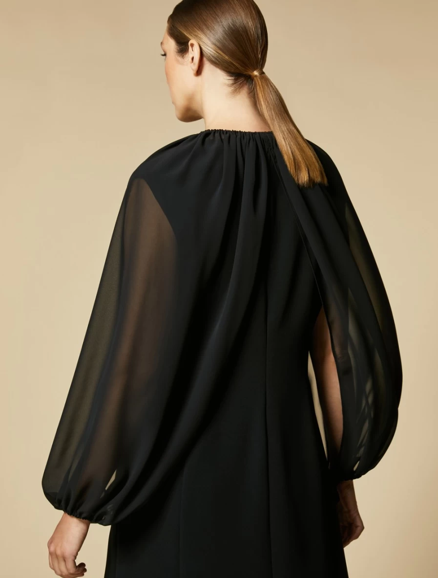 "Marina Rinaldi Women's Black Crepe Georgette Shrug - Elegant Cover-Up"