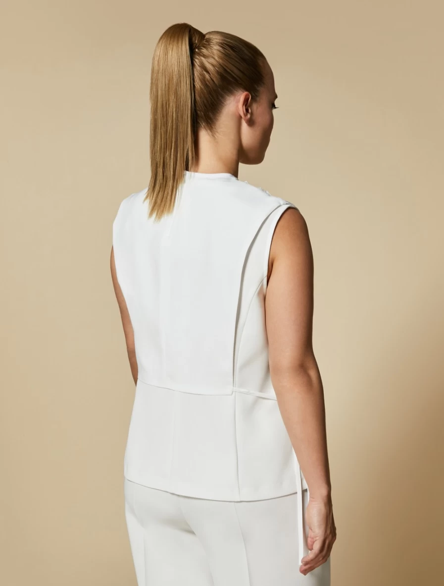 Marina Rinaldi Women's White Macramé Lace False Shirt-Front Top