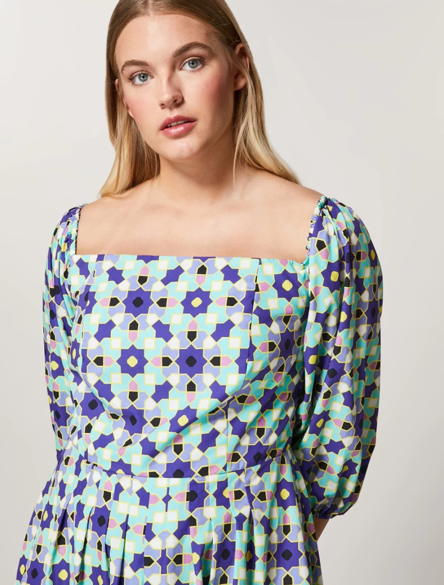 "Marina Rinaldi Women's Green Cotton Poplin Dress – Elegant & Comfortable"