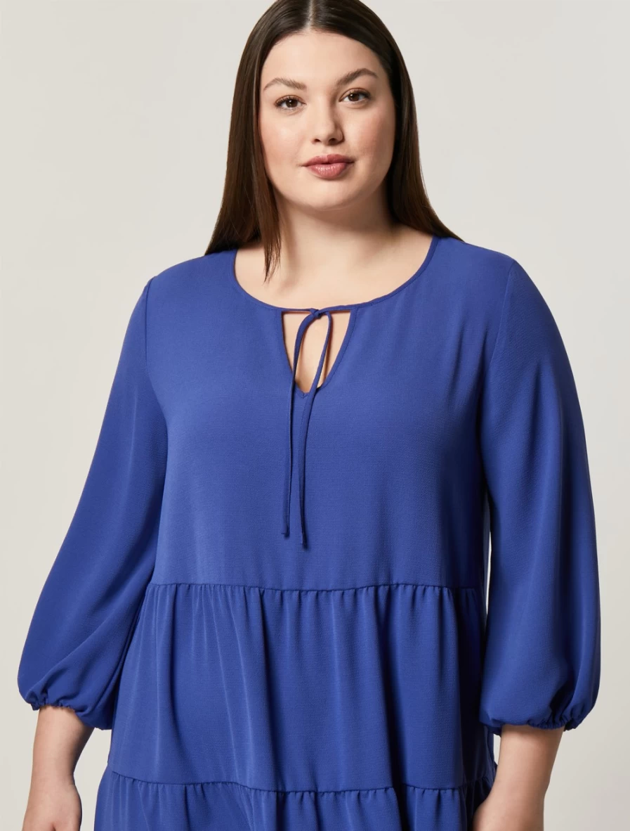 Marina Rinaldi Women's China Blue Long Flounce Dress - Elegant Flowy Style